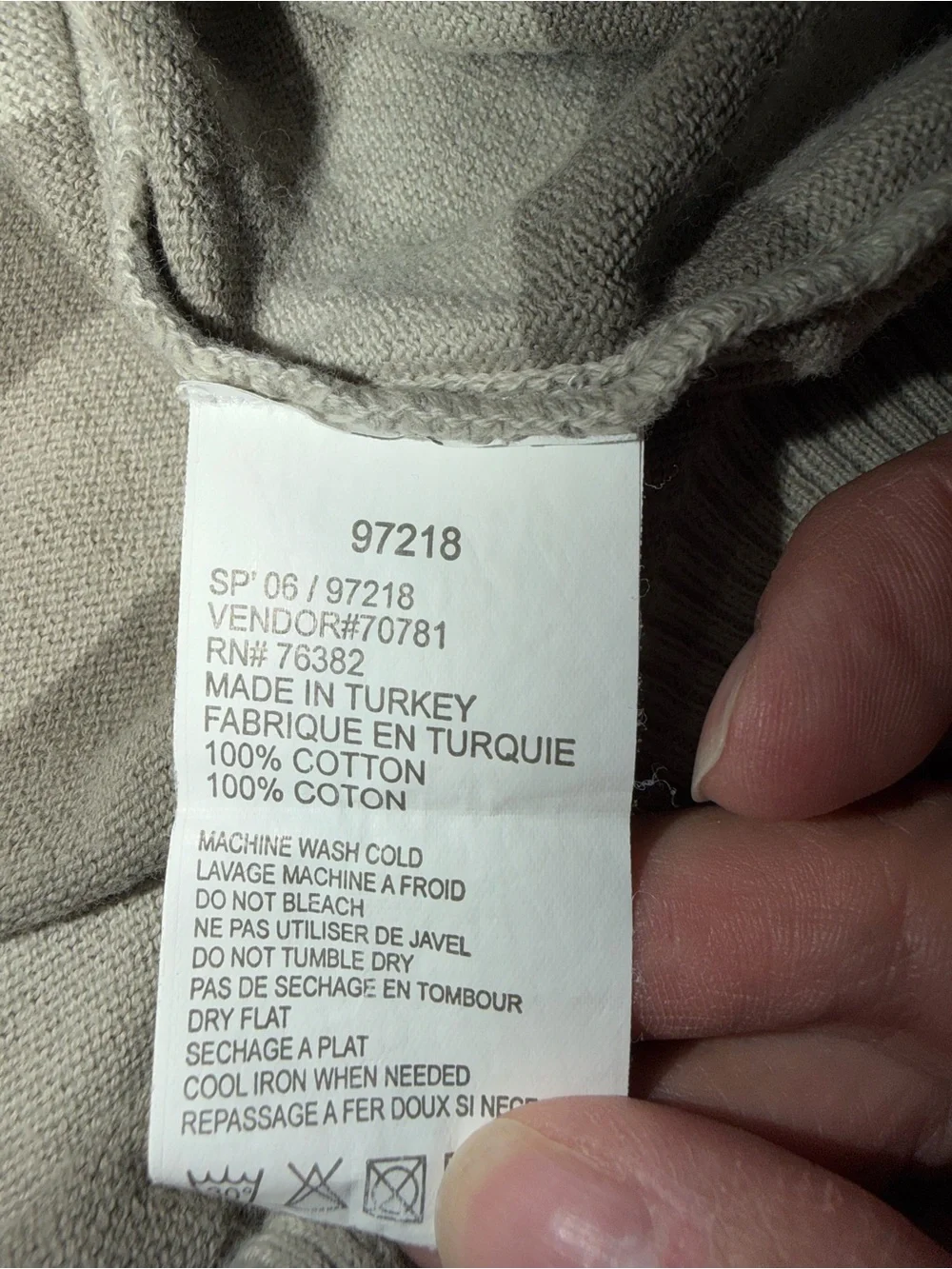 Timberland Beige and Cream Striped Crewneck Sweater Medium